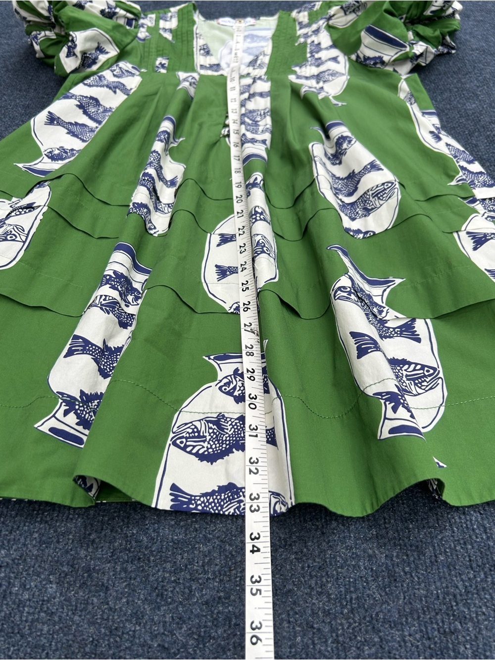 **SOLD** HUNTER BELL Wilkes Cotton Puff Sleeve Mini Dress in Herring Green Small - Picture 16 of 16